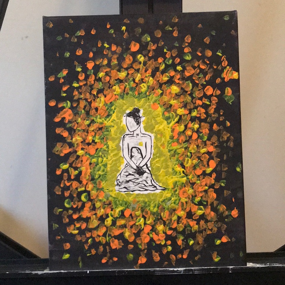 HAND PAINTED PAINTING || golden heart